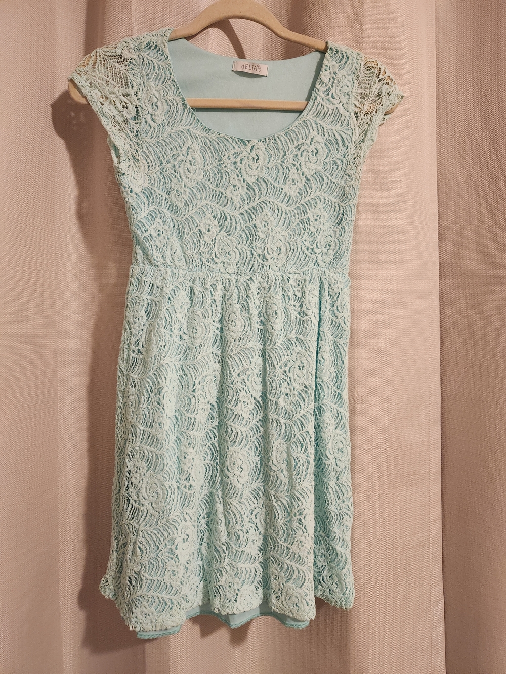 dELiA*s Mint Lace Cap Sleeve Fit-and-Flare Dress